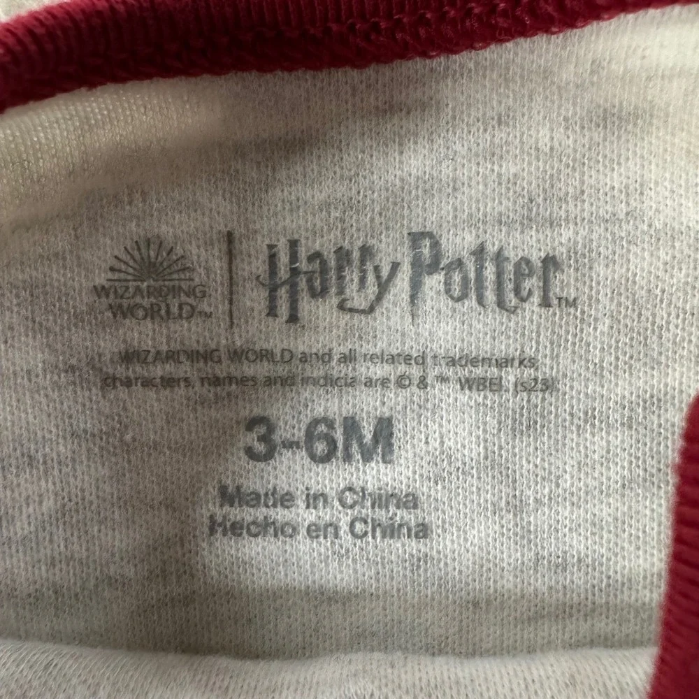 Harry Potter Bodysuit Pants Set Kid 3-6M Grey Burgundy Baby Shower Gift Hogwarts